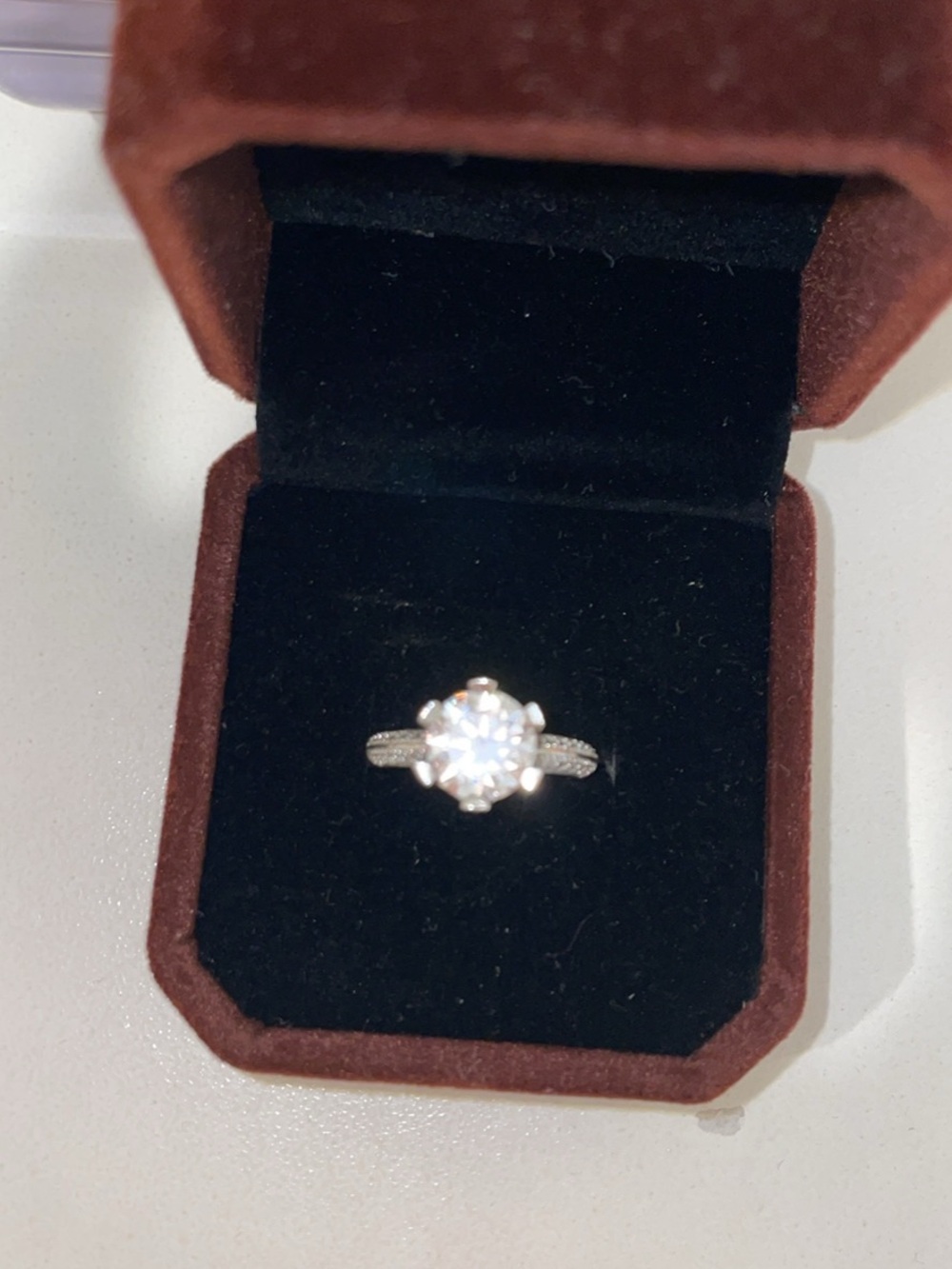 2 carat Cubic zirconia diamond Round Solitaire Ring in Silver Tone